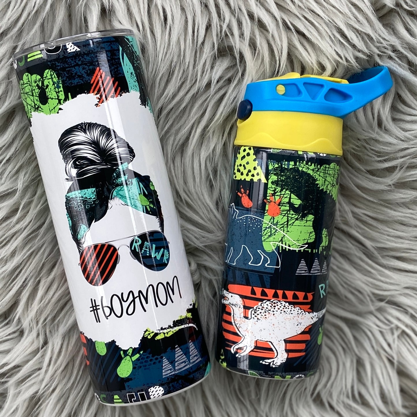 Mini & Me Boy Mom Dinosaurs Tumbler Set