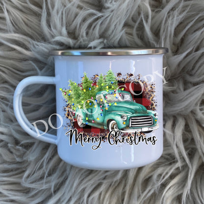 Merry Christmas blue truck MUG