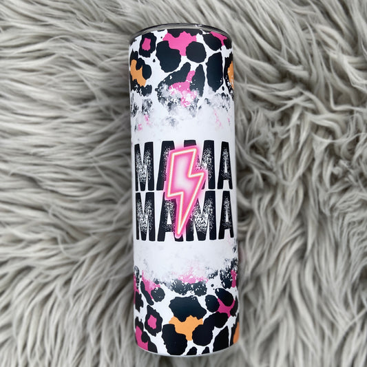 MAMA BOLT Pink and orange leopard Tumbler (Shown on Matte)