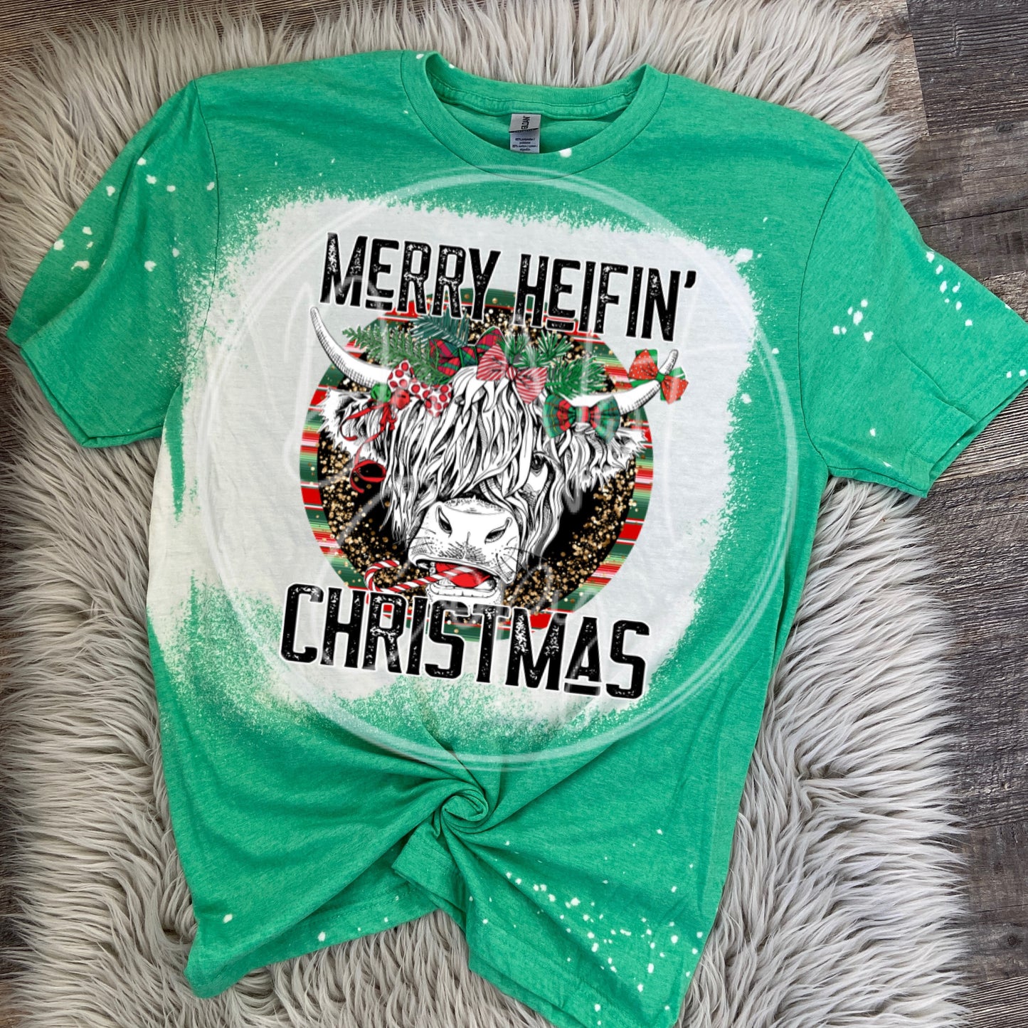 Merry Heifin' Christmas Green Tee