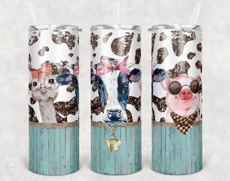 Cow print farm animals Tumbler