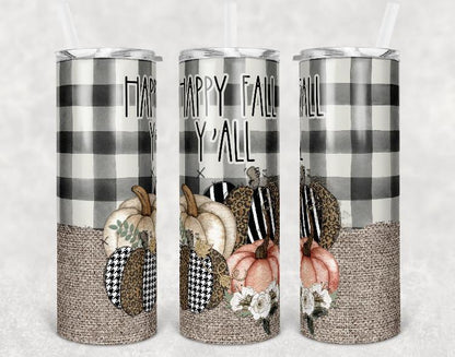 Happy Fall Y’all Pumpkins  Tumbler