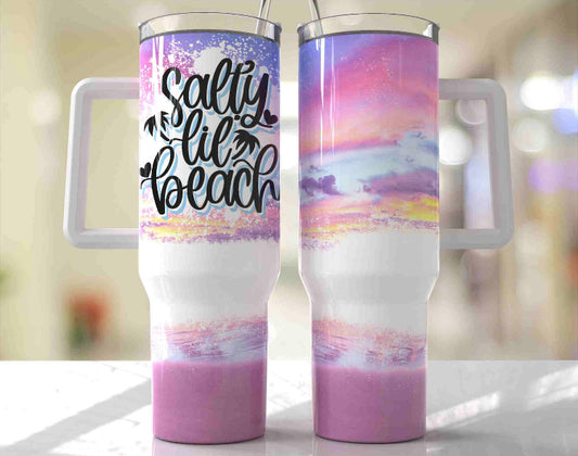 Salty lil beach BIG Tumbler with Handle