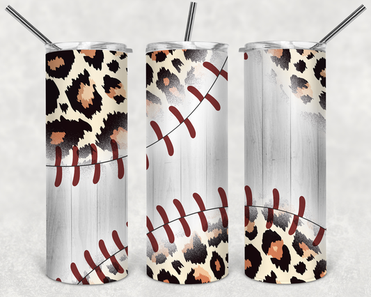 Leopard white baseball  Tumbler