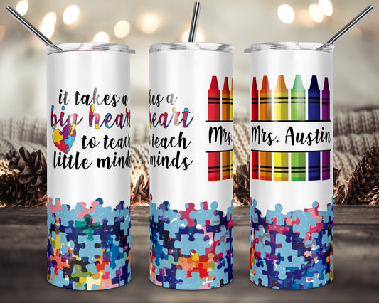 It Takes A Big Heart Teacher Puzzle  Tumbler