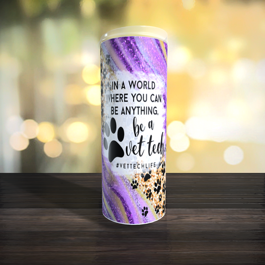 Vet Tech Life Purple Paw Print  Tumbler